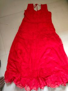 Red Aarkali Suit