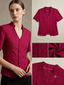 Korean Elegant Pink Printed Blouse