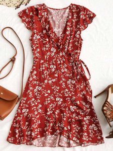 ❤️Chic Red Floral Wrap Dress❤️