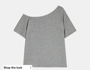 Grey Graphic Print Off-Shoulder Top