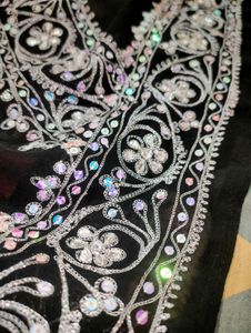 Elegant Black Embroidered Saree