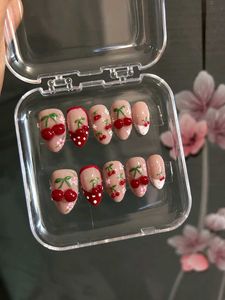 Cute Handmade Cherry Press-On Nails