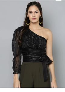 Chic One-Shoulder Black Top by sassafras