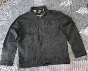 Stylish Men's Dark Grey Denim Jacket