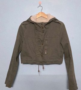 Olive Green Cropped Jacket
