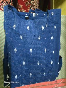 Navy Blue Printed Kurta