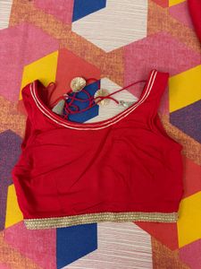 Red Ethnic Blouse with lehenga skirt