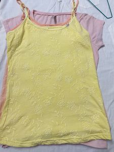 Yellow Floral Embroidered Cami Top