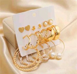 9 Piece Korean-inspired Earrings, Blending Design.