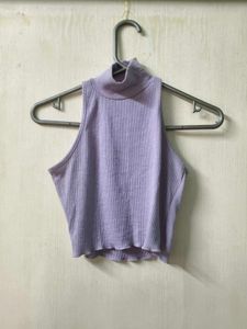 Lilac Cropped Turtleneck Top