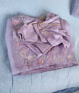 “Lavender Silk Net 🌸Jimmy ChooStyle Designer Sare