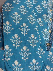 Beautiful 3 pcs Blue Floral Print Kurta set