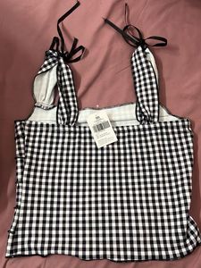 Gingham Tie-bow strap Crop Top