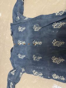 Hand-Block Printed Indigo Blue Cotton Kurta