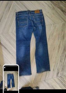 Blue Denim Jeans with Bear Patch