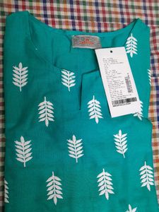 Anouk Teal Leaf Print Kurta