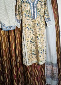 Brand New Printed With Lace Work Kurta Set