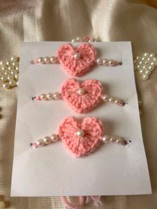 Pink Crochet Heart rakhiii 🎀🌷