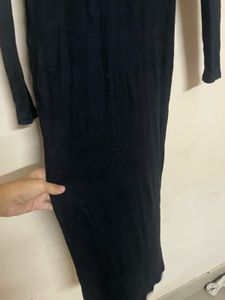 Classic Black Long Sleeve Ribbed Dress