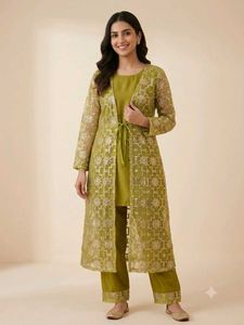Elegant Olive Green Kurta Set with Jacket