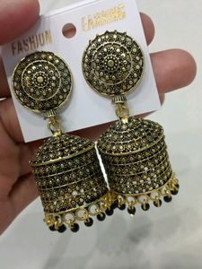 🥰Big size Golden polish jhumka Earring for women