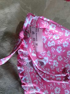5.Pink Floral Bikini Top