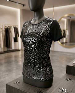 Black sequin party top.