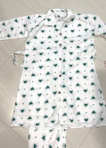 White Heart Print Cord Sets