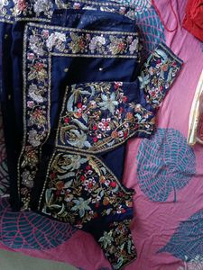 Elegant Navy Blue Embroidered Saree