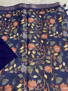 Navy Blue Floral Saree with Blouse