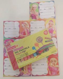 Barbie Name Stickers & Camel Oil Pastels