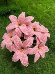 Crocheted Pink Lily Flowers
