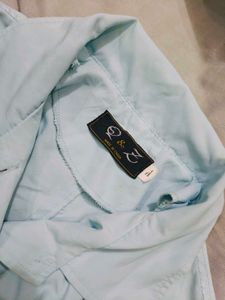 Light Blue Button-Up Collared Top