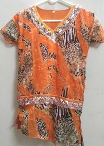 Orange Animal Print Top