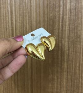 Gold Heart Stud Earrings