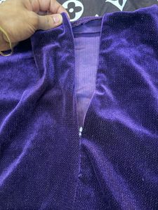 Purple Velvet Embellished Top