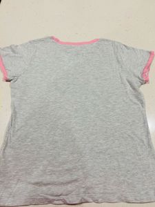 Grey T-Shirt with Pink Trim