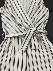 Striped Sleeveless Romper with Belt
