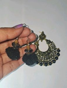 Black Pearl Earring With Combo