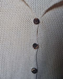 Beige Knit Button-Down Cardigan