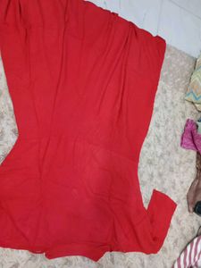 Red Ethnic Kurta with Unique Neckline