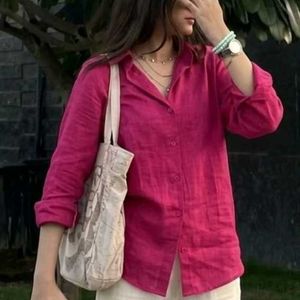 Vibrant Pink Button-Up Shirt