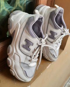 White &amp; Lilac Chunky Sneakers