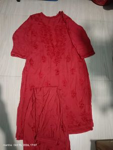 Red Chicken Kari Kurta Set