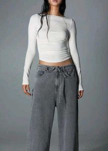 Savana NEW with tag White Ruched Long Sleeve Top