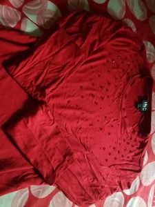 INC Red Embellished Top