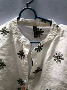 White Kurta with Black Embroidery