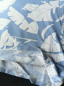 Blue Tropical Leaf Print T-Shirt