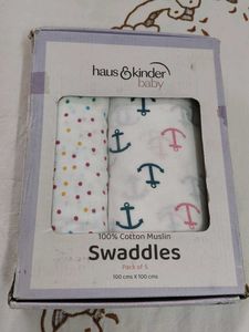 2 baby Swaddles/ muslin wrap for babies