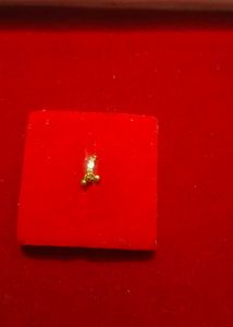 Gold Nose Pin with Dangle Beads 16 k pure